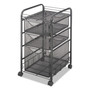 Safco Onyx Mesh Mobile File with Two Supply Drawers, Metal, 1 Shelf, 3 Drawers, 15.75" x 17" x 27", Black (SAF5213BL) View Product Image