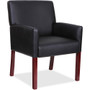 Lorell Full-sided Upholstered Arms Guest Chair - Black Seat Color - Leather Seat Material - Black Back Color - Leather Back Material - Mahogany Frame Color Product Image 