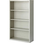 Lorell Fortress Series Bookcase - 34.5" Width x 13" Depth x 60" Height - 4 x Shelf(ves) - Light Gray - Powder Coated - Steel Product Image 