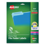 Avery Clear Permanent File Folder Labels with Sure Feed Technology, 0.66 x 3.44, Clear, 30/Sheet, 15 Sheets/Pack View Product Image
