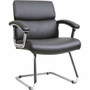 Lorell Padded Arm Guest Chair - Black Seat Color - Bonded Leather Seat Material - Black Back Color - Sled Base - Black Product Image 