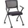 Lorell Mobile Mesh Back Nesting Chairs with Arms - Black Seat Color - Fabric Seat Material - Metal Frame Material Product Image 