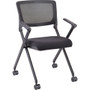 Lorell Mobile Mesh Back Nesting Chairs with Arms - Black Seat Color - Fabric Seat Material - Metal Frame Material Product Image 