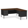 Lorell Desk, Left-Pedestal, Steel, 66"x30"x29-1/2", Walnut/Black (LLR60918) View Product Image