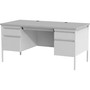 Lorell Fortress Series Double-Pedestal Desk - 30" Height x 29.50" Width x 60" Depth - File, Office - Gray, Laminated - Steel Product Image 