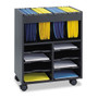 Safco Go Cart Mobile File, Engineered Wood, 8 Shelves, 4 Bins, 14.5" x 21.5" x 26.25", Black (SAF5390BL) View Product Image