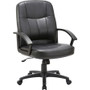 Lorell Chadwick Series Managerial Mid-Back Chair - Black Seat Color - Leather Seat Material - Black Frame Color - 5-star Base - Black Product Image 