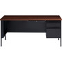 Lorell Desk, Right-Pedestal, Steel, 66"x30"x29-1/2", Walnut/Black (LLR66905) View Product Image