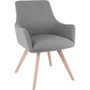 Lorell Mid-century Modern Flannel Guest Chair - Four-legged Base - Gray - Armrest Product Image 