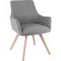 Lorell Mid-century Modern Flannel Guest Chair - Four-legged Base - Gray - Armrest Product Image 