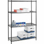 Lorell Industrial Wire Shelving - 48" Width x 24" Depth x 72" Height - 4 x Shelf(ves) - 4000 lb Load Capacity - Black Product Image 
