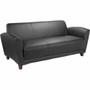 Lorell Accession Reception Sofa - 75" x 34.5" x 31.3" Overall Dimension - Leather Black Seat - Leather Black Back Product Image 
