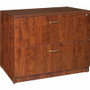 Lorell Essentials Series Lateral File - 29.5" Height x 35.5" Width x 22" Depth - Finish: Cherry, Laminate - Leveling Glide, Lockable Drawer Product Image 
