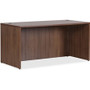 Lorell Essentials Series Rectangular Desk Shell - x 1" Thickness Top, 29.5" Height x 66.1" Width x 29.5" Depth Desk - Finish: Walnut Laminate - Lockable, Grommet, Modesty Panel, Adjustable Feet - For Office Product Image 
