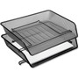 Lorell Side-loading Mesh Document Tray - 3" Height x 14.25" Width x 10.75" Depth - Stackable - Powder Coated - Black - Steel Product Image 
