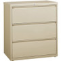 Lorell Fortress Series Lateral File - 36" Width x 18.6" Depth x 40.3" Height - 3 x Drawer(s) for File - Letter, Legal, A4 - Lateral - Locking Drawer, Magnetic Label Holder, Ball-bearing Suspension, Leveling Glide - (LLR88027) Product Image 