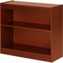 Lorell Panel End Hardwood Veneer Bookcase - 30" Height x 36" Width x 12" Depth x 0.8" Thickness - 2 Shelve(s) - 1 Adjustable Shelf(ves) - Material: Veneer - Finish: Cherry Product Image 