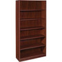 Lorell Laminate Bookcase - 6 Shelf(ves) - 72" Height x 36" Width x 12" Depth - Sturdy, Adjustable Feet, Adjustable Shelf - Thermofused Laminate (TFL) - Mahogany Product Image 