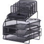 Lorell Divided 4-tier Desktop Organizer - 4 Tier(s) - 15.75" Height x 12.87" Width x 14.37" Depth - Desktop - Black - Plastic, Mesh Product Image 