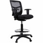Lorell Ratchet Back Mesh Mid-Back Stool - Black Seat Color - Fabric Seat Material - Black Back Color - Mesh Back Material - 5-star Base Product Image 