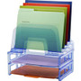 Officemate Blue Glacier Incline Sorter with Paper Trays - 5 Compartment(s) - 14.25" Height x 13.38" Width x 9" Depth - Compact - Transparent Blue Product Image 