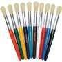 Creativity Street Round Natural Bristle Brushes - 7.50" Plastic Handle - Aluminum Ferrule Product Image 