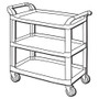Rubbermaid Commercial 3-Shelf Mobile Utility Cart - 3 Shelf - 300 lb Load Capacity - 4" Caster Size - Aluminum - 40.60" Width x 20" Depth x 37.80" Height - (RCP409100) Product Image 