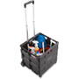 Safco Stow Away Folding Caddy - Telescopic Handle - 50 lb Load Capacity - 2 Casters - 16.50" Width x 14.50" Depth x 39" Height - Black, Silver Product Image 