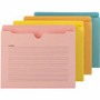 Smead Straight Tab Cut Letter Recycled File Jacket - 8 1/2" x 11" - 2" Expansion - 2 Plys - Aqua, Goldenrod, Pink, Yellow - Preprinted Product Image 