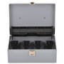 Sparco Cash Box, 5 Comptmts, Spring Clips,10-1/2"x7-3/8"x4-1/2", GY (SPR15507) View Product Image