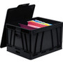 Storex Collapsible Storage Crate - External Dimensions: 14.3" Width x 17.3" Depth x 10.5" Height - 45 lb - 9.25 gal - Media Size Supported: Letter, Legal - Lid Lock Closure Product Image 