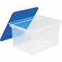 Storex Plastic File Tote Storage Box - Internal Dimensions: 15.50" Length x 12.25" Width x 9.25" Height - External Dimensions: 18.3" Length x 14" Width x 10.5" Height - 45 lb - Media Size Supported: Legal, Letter - Lid Lock Closure Product Image 
