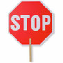 Tatco Handheld Stop Sign - Print/Message "Stop" - 18" Width x 18" Height x 0.2" Depth - White Print/Message Color - Double Sided - Weather Proof, Long Lasting, Lightweight, Comfortable Grip Product Image 