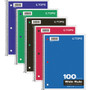 TOPS Wide Rule 1-subject Spiral Notebook - 100 Sheets - Wire Bound - 10 1/2" x 8" Sheet Size - 0.25" Height x 8" Width x 10.5" Length - Assorted Paper Product Image 