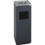 Safco Sandless Square Ash Urn/Trash Receptacle - 3 gal Capacity - Square - 24.3" Height x 9.5" Width x 9.5" Depth - Stainless Steel - Black Product Image 