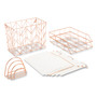 U Brands Letter-Size Desktop Fashion Filing Set, Rose Gold, (1) Rack, (3) Hanging Folders, (3) File Folders, (2) Trays,(1) Mail Sorter View Product Image