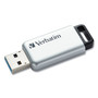 Verbatim Store 'n' Go Secure Pro USB Flash Drive with AES 256 Encryption, 128 GB, Silver (VER70057) View Product Image