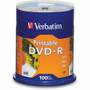 Verbatim DVD Recordable Media - DVD-R - 16x - 4.70 GB - 100 / Pack - White Product Image 