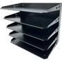 Huron Horizontal Slots Desk Organizer - 5 Compartment(s) - Horizontal - 15" Height x 15" Width x 8.75" Depth - Durable, Label Holder - Black Product Image 