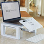 Quartet Adjustable Height Desktop Glass Monitor Riser with Dry-Erase Board, 14 x 10.25 x 2.5 to 5.25, White, Supports 100 lb View Product Image