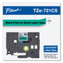 Brother P-Touch TZe Laminated Removable Label Tapes, 0.35" x 26.2 ft, Black on Green (BRTTZE721CS) View Product Image