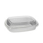 Pactiv Evergreen Classic Carry-Out Container, 46 oz, 9.75 x 7.75 x 1.75, Silver, Aluminum, 50/Carton (PCTY6710PWPSFG) View Product Image
