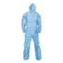 KleenGuard A65 Zipper Front Flame-Resistant Hooded Coveralls, Elastic Wrist and Ankles, X-Large, Blue, 25/Carton (KCC45324) View Product Image