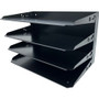Huron Horizontal Slots Desk Organizer - 4 Compartment(s) - Horizontal - 15" Height x 9.25" Width x 8.60" Depth - Durable - Black Product Image 