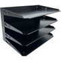 Huron Horizontal Slots Desk Organizer - 4 Compartment(s) - Horizontal - 15" Height x 9.25" Width x 8.60" Depth - Durable - Black Product Image 