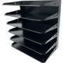 Huron Horizontal Slots Desk Organizer - 6 Compartment(s) - Horizontal - 15" Height x 15" Width x 8.66" Depth - Durable, Label Holder - Black Product Image 