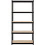 Lorell Iron Horse 2300 lb Capacity Riveted Shelving - 5 Shelf(ves) - 72" Height x 36" Width x 18" Depth - 30% Recycled - Black - Steel, Particleboard Product Image 