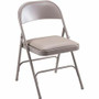 Lorell Padded Seat Folding Chairs - Beige Seat Color - Vinyl Seat Material - Beige Frame Color - Steel Frame Material Product Image 