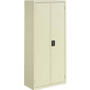 Lorell Fortress Series Slimline Storage Cabinet - 30" Width x 15" Depth x 66" Height - 4 x Shelf(ves) - 720 lb Load Capacity - Durable, Welded, Nonporous Surface, Recessed Handle, Removable Lock, Locking System - Putty Product Image 