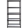 Lorell Wire Deck Shelving - 5 Shelf(ves) - 72" Height x 36" Width x 18" Depth - 28% Recycled - Black - Steel Product Image 